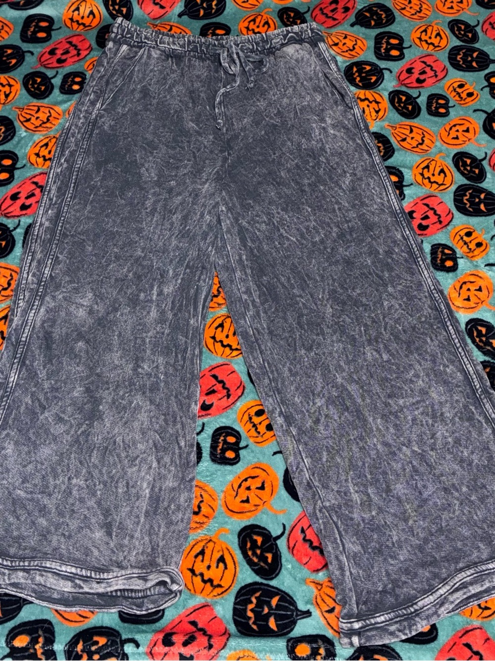 Three Bird Nest Black Washed Wide-Leg Pants
